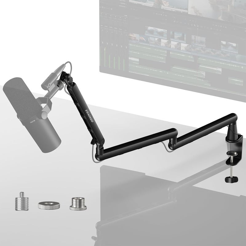Aokeo Microphone Arm, AK-55i Desk Low Profile Adjustable Mic Boom Arm Stand,Suitable For Blue Yeti,Snowball iCE, HyperX QuadCast,SoloCast,Elgato Wave,Etc - Image 1